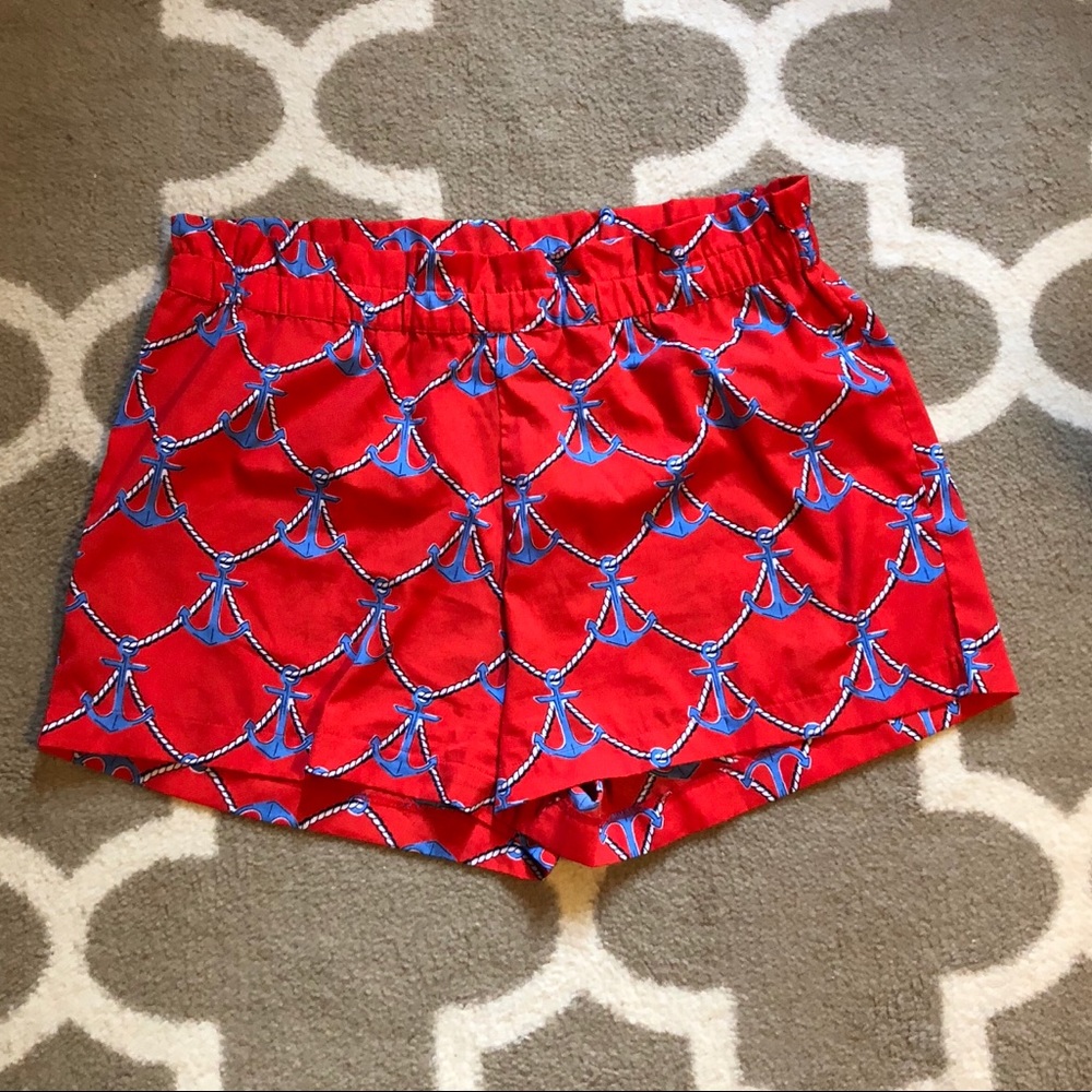Large (12-14) red anchor flowy shorts